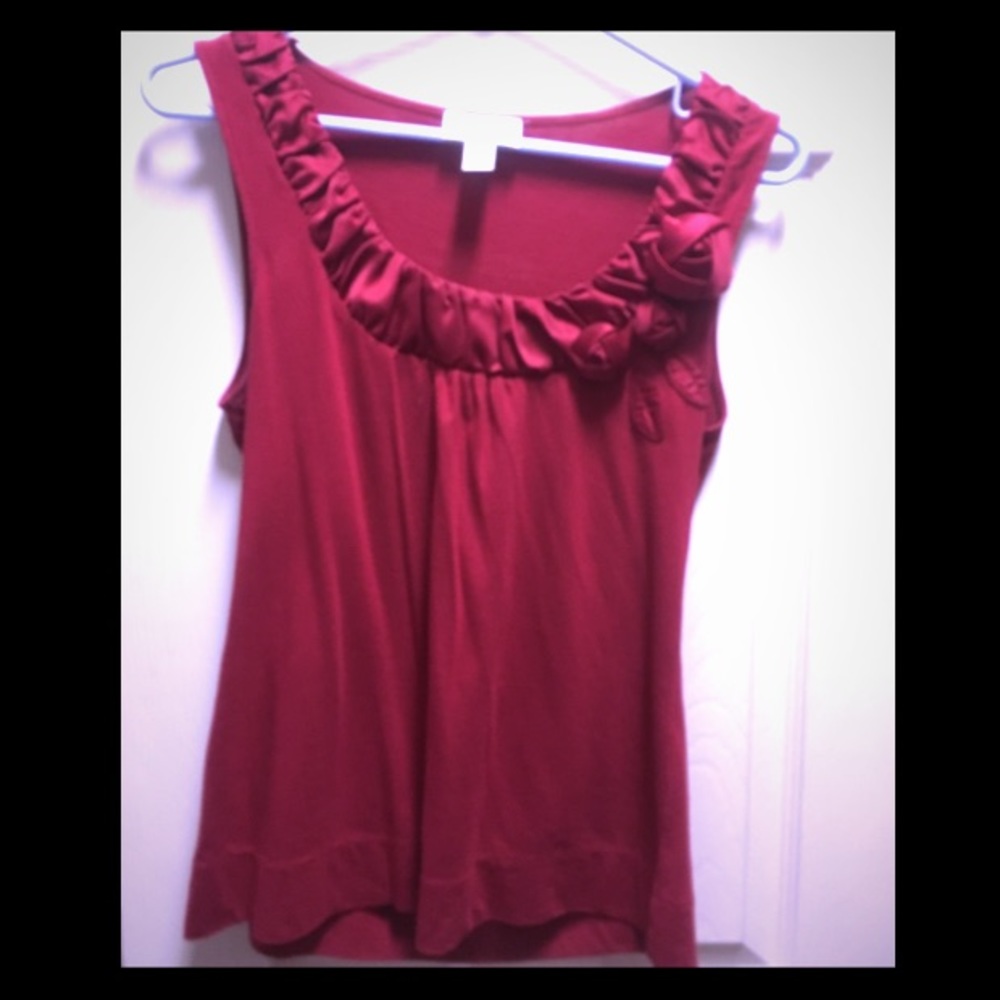Loft red sleeveless top with flower detail